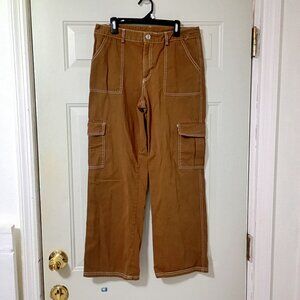 Hesperus Brown Cargo Pants With White Stitching Size Medium  100% Cotton Womens